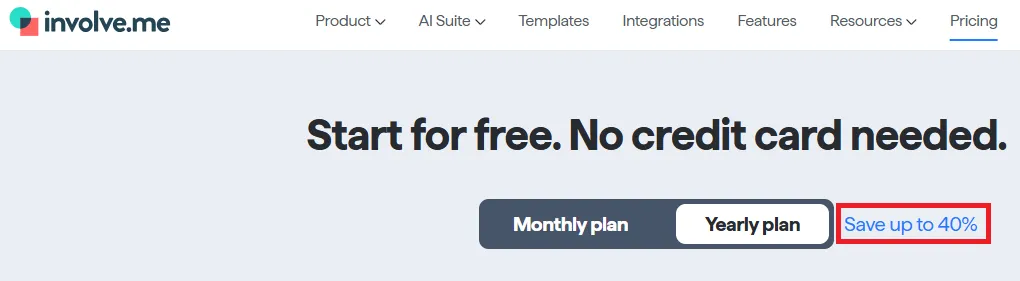 involve.me 40% off on plans.webp